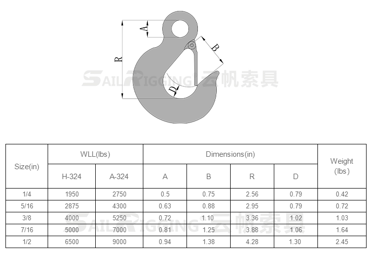 眼型滑钩带舌片